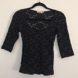 Emporia Armani black Italian lace 3/4 sleeves.